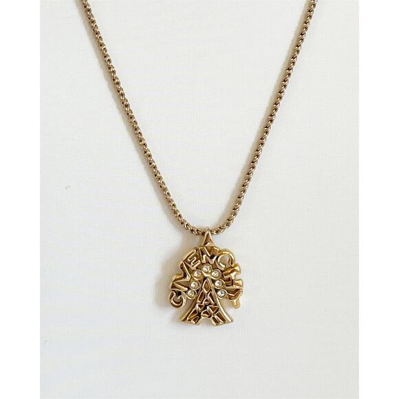 Givenchy Jewelry - GIVENCHY Eiffel Tower Gold Necklace Vintage Accessory Pendant Logo Rhinestone